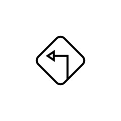 Left intersection vector icon  in black line style icon, style isolated on white background