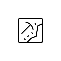 Mining work zone vector icon  in black line style icon, style isolated on white background