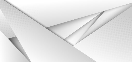 Obraz premium Abstract modern futuristic white and gray gradient color geometric background with halftone