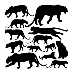 Leopard predator animal silhouettes. Good use for symbol, logo, mascot, sign, or any design you want.
