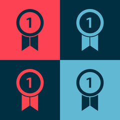 Pop art Medal icon isolated on color background. Winner achievement sign. Award medal. Vector Illustration.
