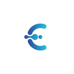 initial letter C technology logo, line art style design template