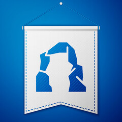 Blue Grand canyon icon isolated on blue background. National park in Arizona United States. White pennant template. Vector Illustration.