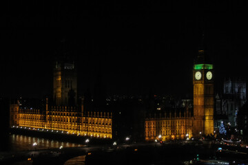 The Palace of Westminster Big Ben at night, London, England, UK