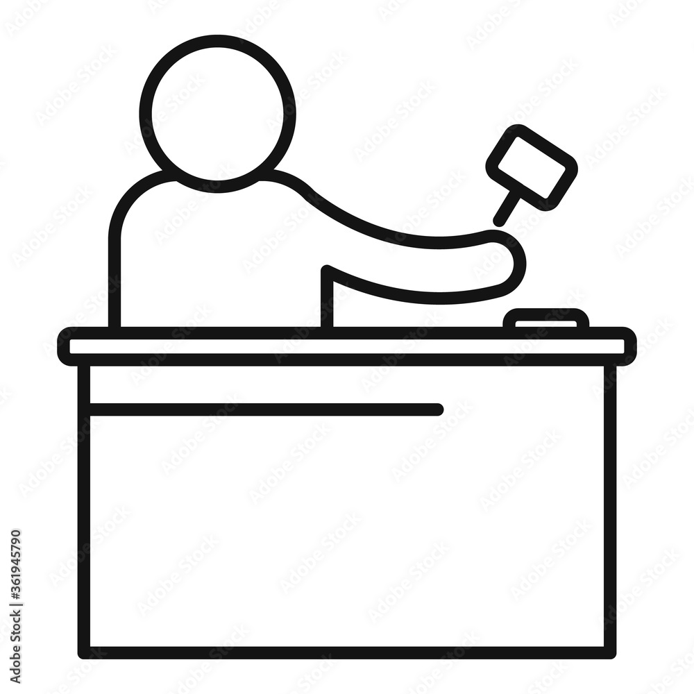 Poster divorce judge icon. outline divorce judge vector icon for web design isolated on white background