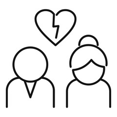 Divorce icon. Outline divorce vector icon for web design isolated on white background