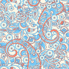 Paisley Floral vector Pattern. Seamless Ornamental Indian fabric patterns.