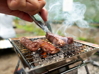 山で調理するBBQ炭火高級和牛焼肉【ヒウチ】