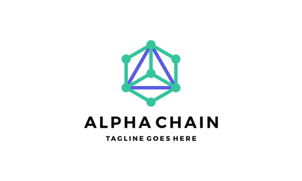 alpha chain technology logo design concept