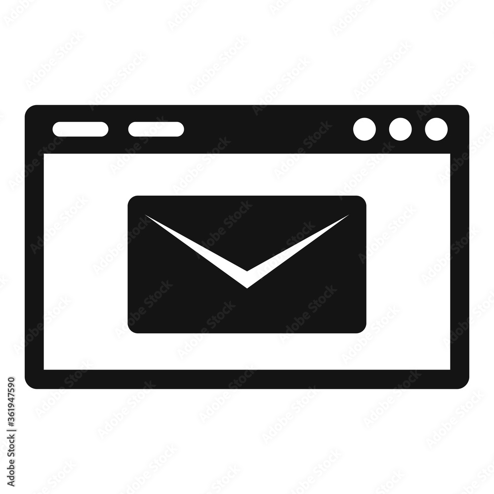 Poster service center web page mail icon. simple illustration of service center web page mail vector icon f