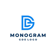 initials GDE logo vector modern combinations simple design with blue color and white background