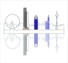 Seattle city skyline in United States. illustration for web and mobile design.