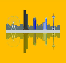 Seattle city skyline in United States. illustration for web and mobile design.