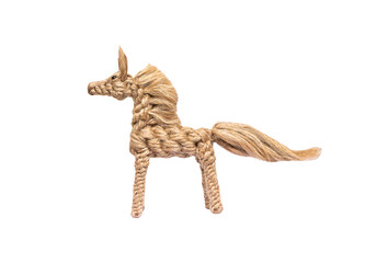 Obraz premium Horse rope knitting isolated on white background and clipping path , handmade local toys