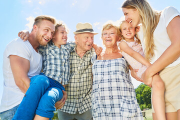 Extended family with children and grandparents