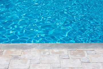 Fototapeta na wymiar swimming pool water, swimming pool background, blue water background