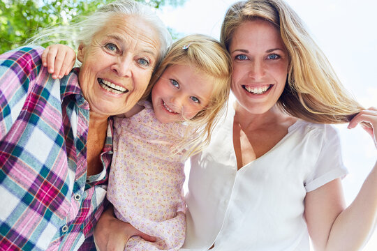 Women in 3 generations with grandma and granddaughter