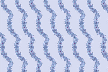 Watercolor hand drawn flower summer blue pattern.
