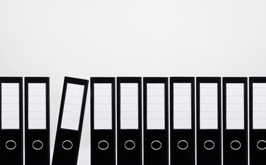 Documents standing in a row