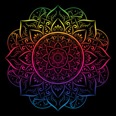 Circular Flower Mandala with vintage floral style, Vector mandala Oriental pattern, Hand drawn decorative element. Unique design with petal flower. Concept relax and meditation use for page logo book