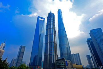 Fototapeta na wymiar Shanghai world financial center skyscrapers in lujiazui group