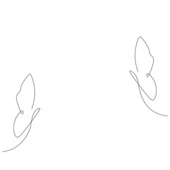 Butterfly fly animal one line drawing, vector illustration