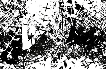 Black and white abstract background. The monochrome pattern is seamless. Chaotic grunge texture