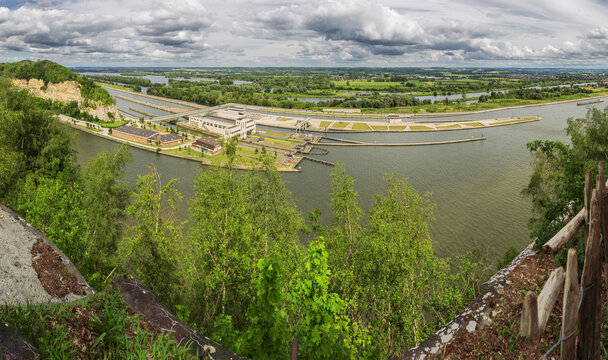 Looking down at the Locks of Ternaaien on the Albert Canal next to the Dutch border