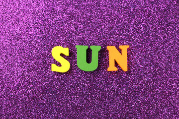 Sun word made of bright colored letters