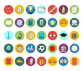 School. Back to school. Education. Set of vector icons isolated on a white background