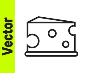 Black line Cheese icon isolated on white background. Vector Illustration.