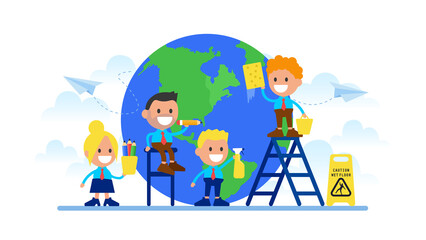 People prepare for the day of the Earth.
