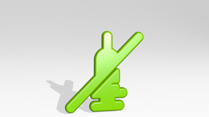 NON GMO INJECTION made by 3D illustration of a shiny metallic sculpture with the shadow on light background. concept and milk