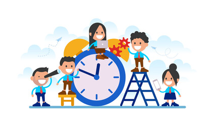 Fototapeta premium Business team trying to do work on time. Deadline. 