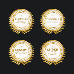 Seal gold badges and labels premium quality Premium Vector