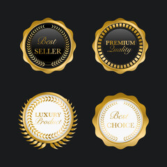 Seal gold badges and labels premium quality Premium Vector