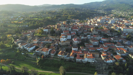 Fototapeta na wymiar Aerial view in Tui,village of Galicia. Drone Photo