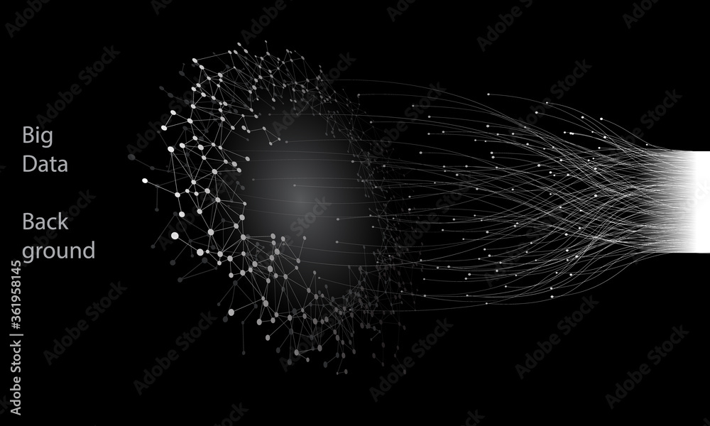 Wall mural big data connection concept. black and white abstract tech background.