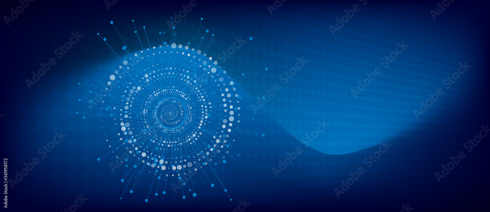 Poster big data connection concept. abstract blue tech background