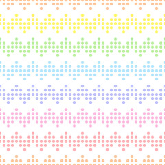 Rainbow seamless zigzag pattern, vector illustration. Seamless chevron pattern with pastel colorful lines from dots. Kids pastel rainbow geometric background