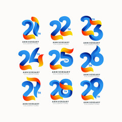 21 year anniversary vector template. Design for celebration, greeting cards or print.