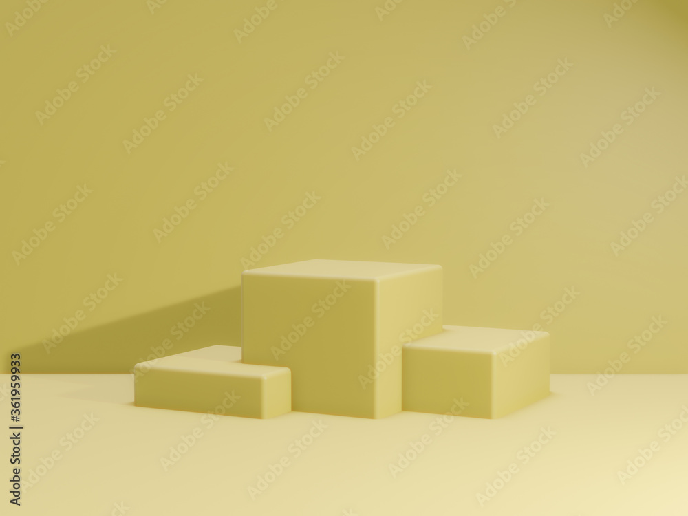 Canvas Prints 3d render of total yellow podium for product. mockup stage.