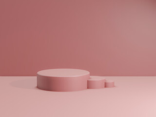 3d render of total powder pink podium for product. mockup stage.