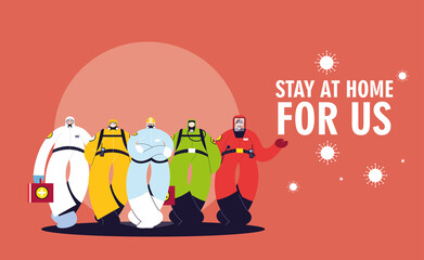 Front line medical team with protective suits