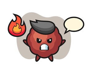 Meatball cartoon with angry gesture