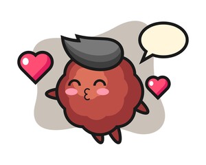 Meatball cartoon with kissing gesture