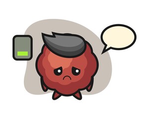 Meatball cartoon doing a tired gesture