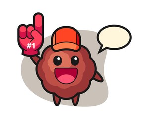 Meatball cartoon with number 1 fans glove