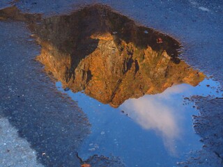 Mountain peaks in the puddle, Tanigawadake mountain Gunma,Japan