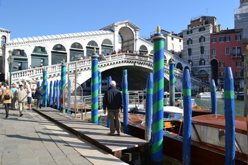 VENICE, ITALY – OCTOBER 24, 2012: A view of the Rialto Bridge of Venice